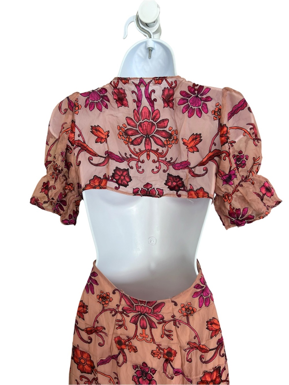 For Love & Lemons Saffron Pink Floral V-Neck High-Slit Maxi Dress - Picture 6 of 9